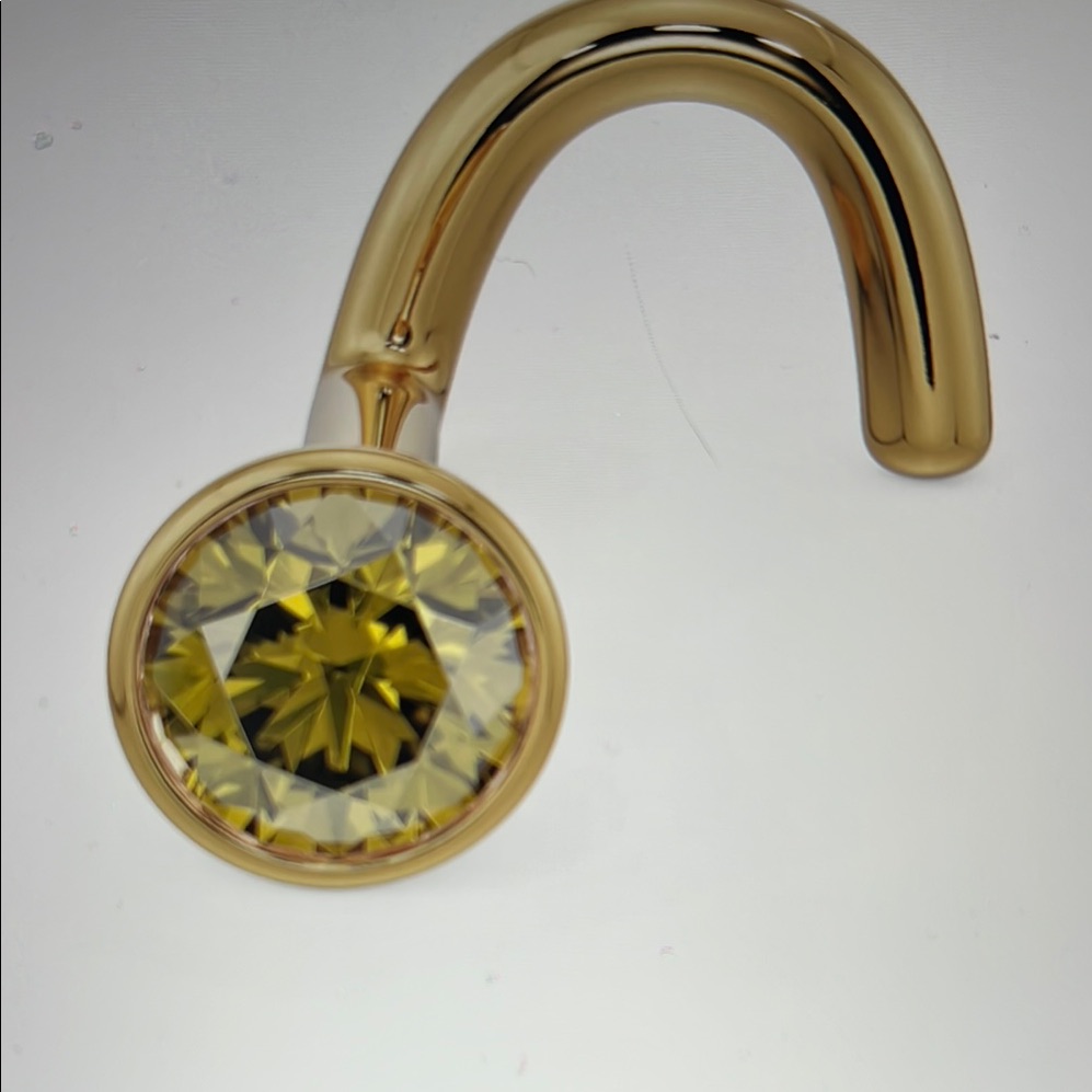 14k Gold Nose Screw Real Yellow Diamond Bezel Set